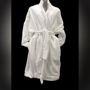 free people, white, pure white cotton belted Women's cardigan robe Coat M L